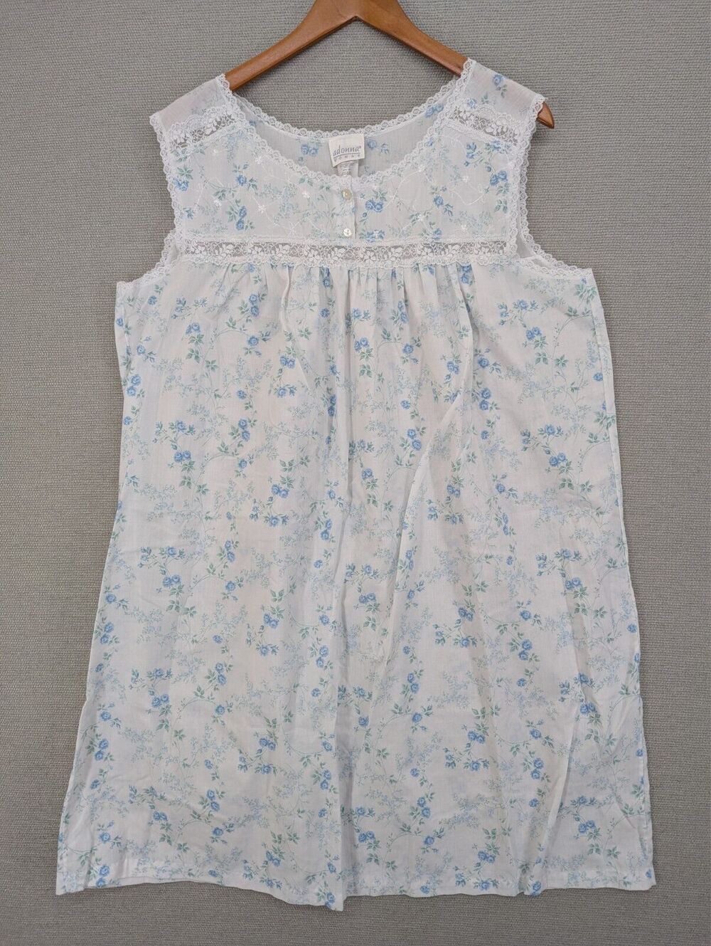 Vintage Adonna Floral Nightgown Size 1X XL Sleep Dress Granny Cabin -0325G136